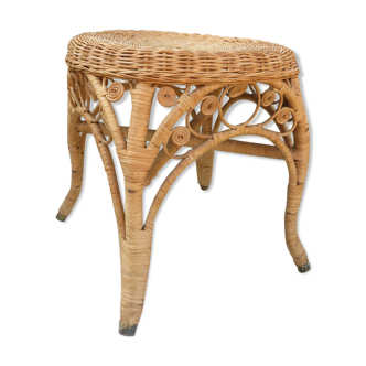 Stool peacock rattan of the 1970s