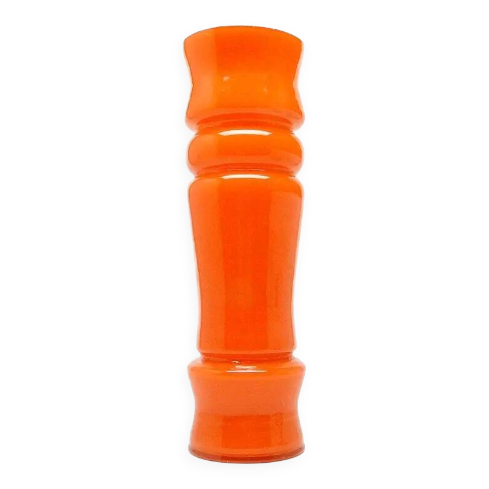 Mid-century modern vase, orange glass, Huta Laura, Poland, 1970s
