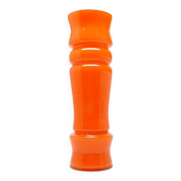 Mid-century modern vase, orange glass, Huta Laura, Poland, 1970s