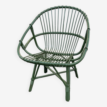 Green rattan armchair