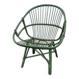 Green rattan armchair