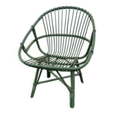 Green rattan armchair
