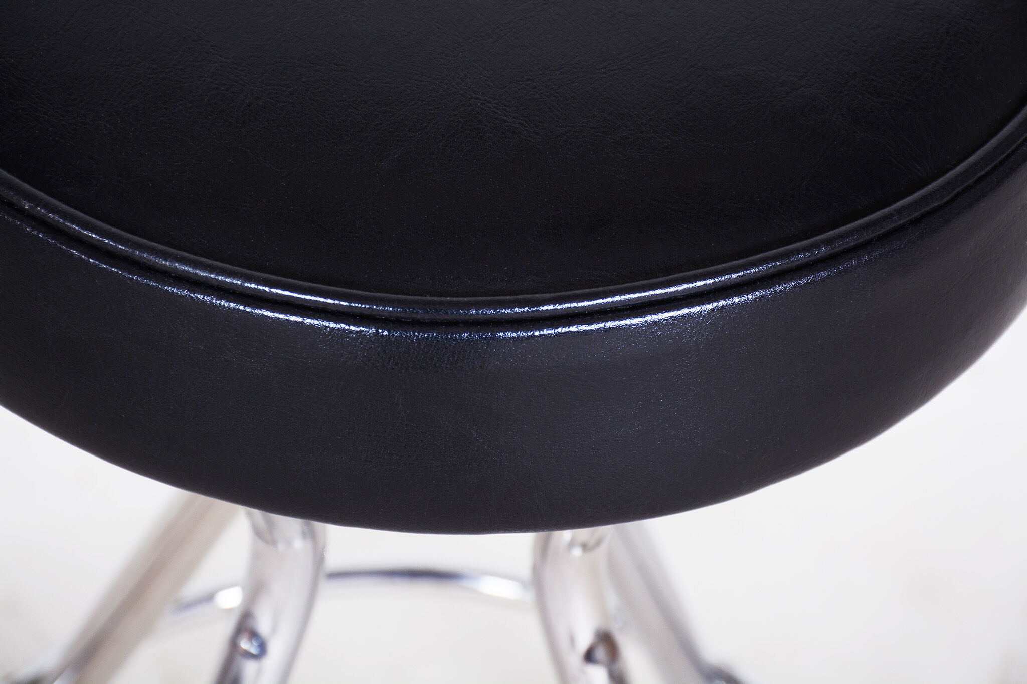 Leather black barstool, made in the 1930s