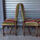 Set of 6 Louis XIII style chairs in turned wood and velvet.