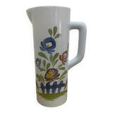 Ancien pichet Quimper gf céramique blanc décor fleurs peint