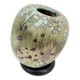 Glazed ceramic art vase with standing ceramic ring by Hanne Wydra-Jantz, Germany 1980