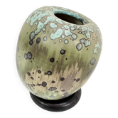 Glazed ceramic art vase with standing ceramic ring by Hanne Wydra-Jantz, Germany 1980