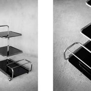 Vintage Mid-Century German Modern Bauhaus Chrome & Glass Serving Trolley