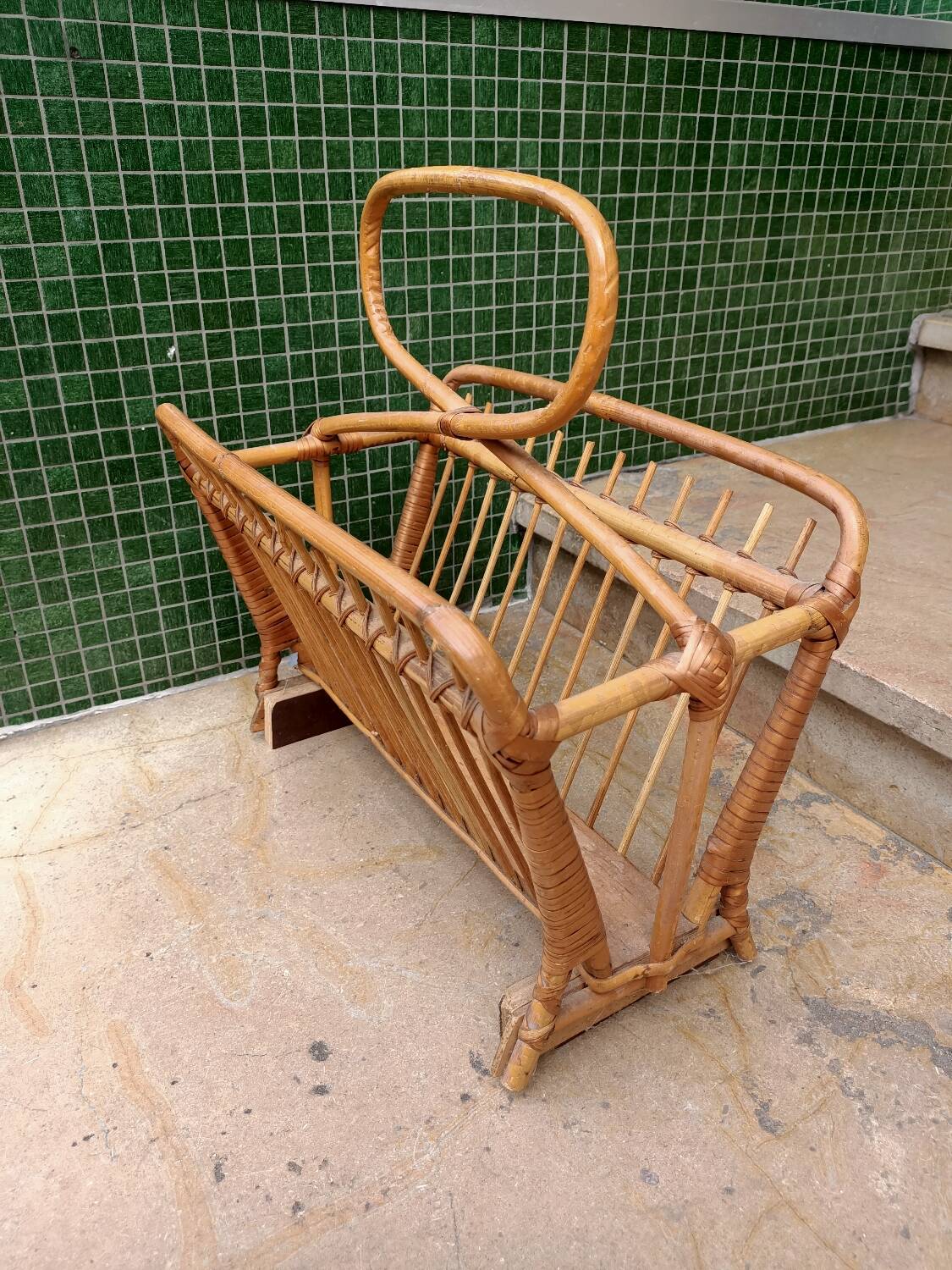 Rattan magazine rack