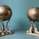 Mid century brass bookends dolphins with ball, france, 1950s