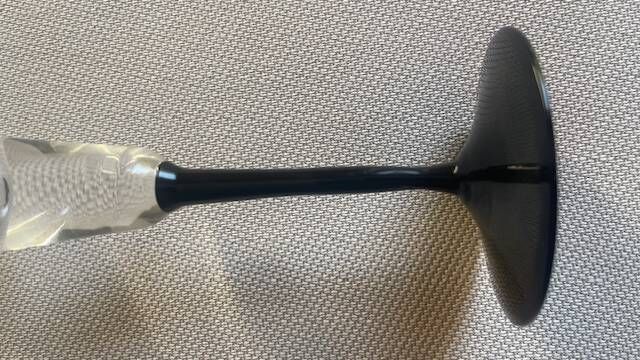 set of 6 vintage champagne flutes with black stems – 1970s