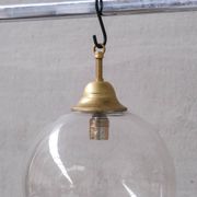 Clear italian mid-century glass and brass pendant light