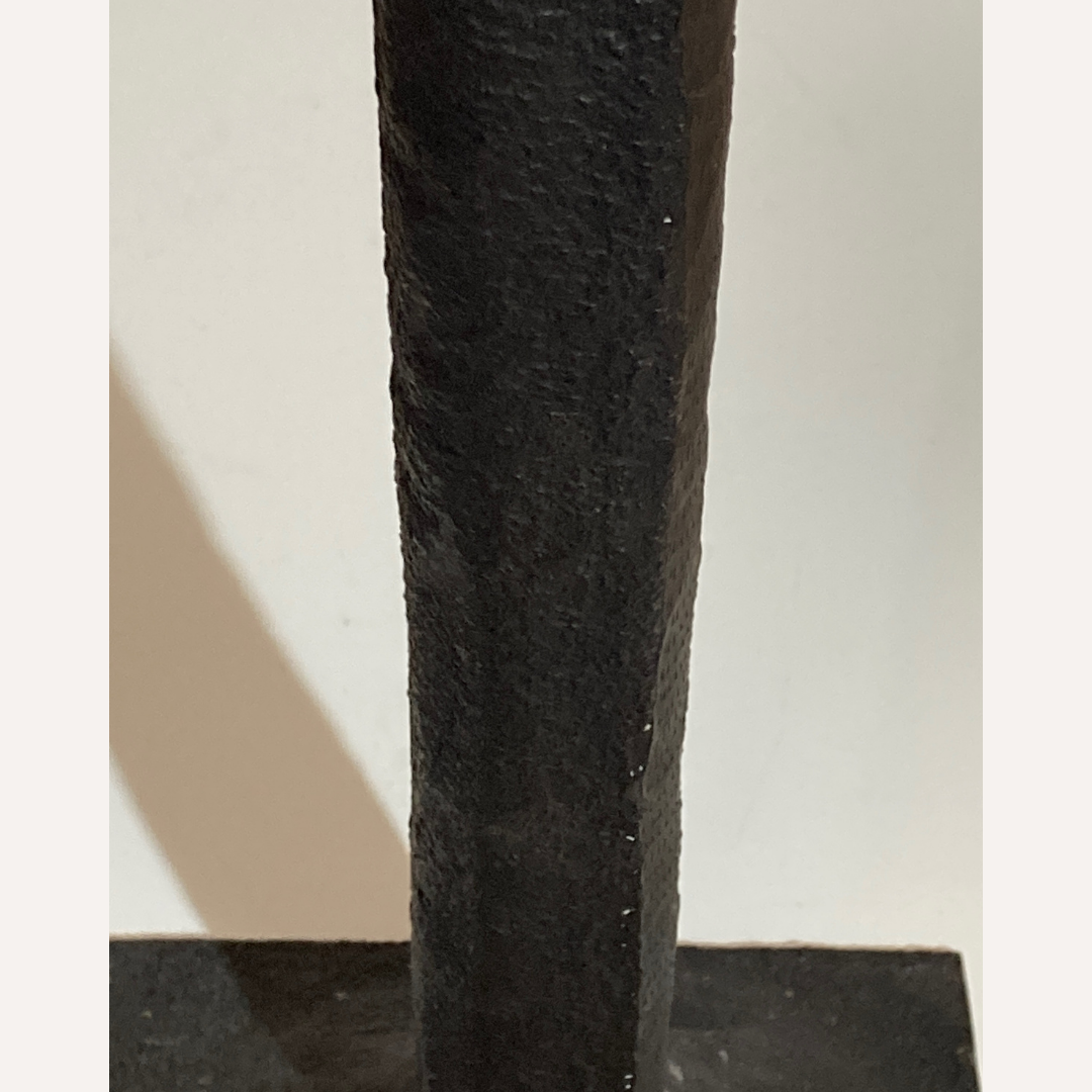 Pair vintage brutalist iron hammered floor or large table lamps, Germany.