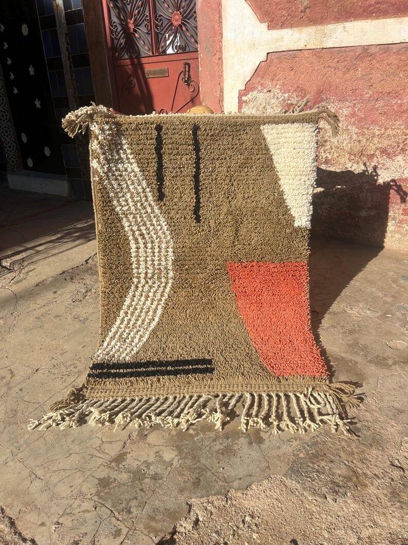 Petit tapis berbère fait main traditionnelle artisanale 100/200 cm