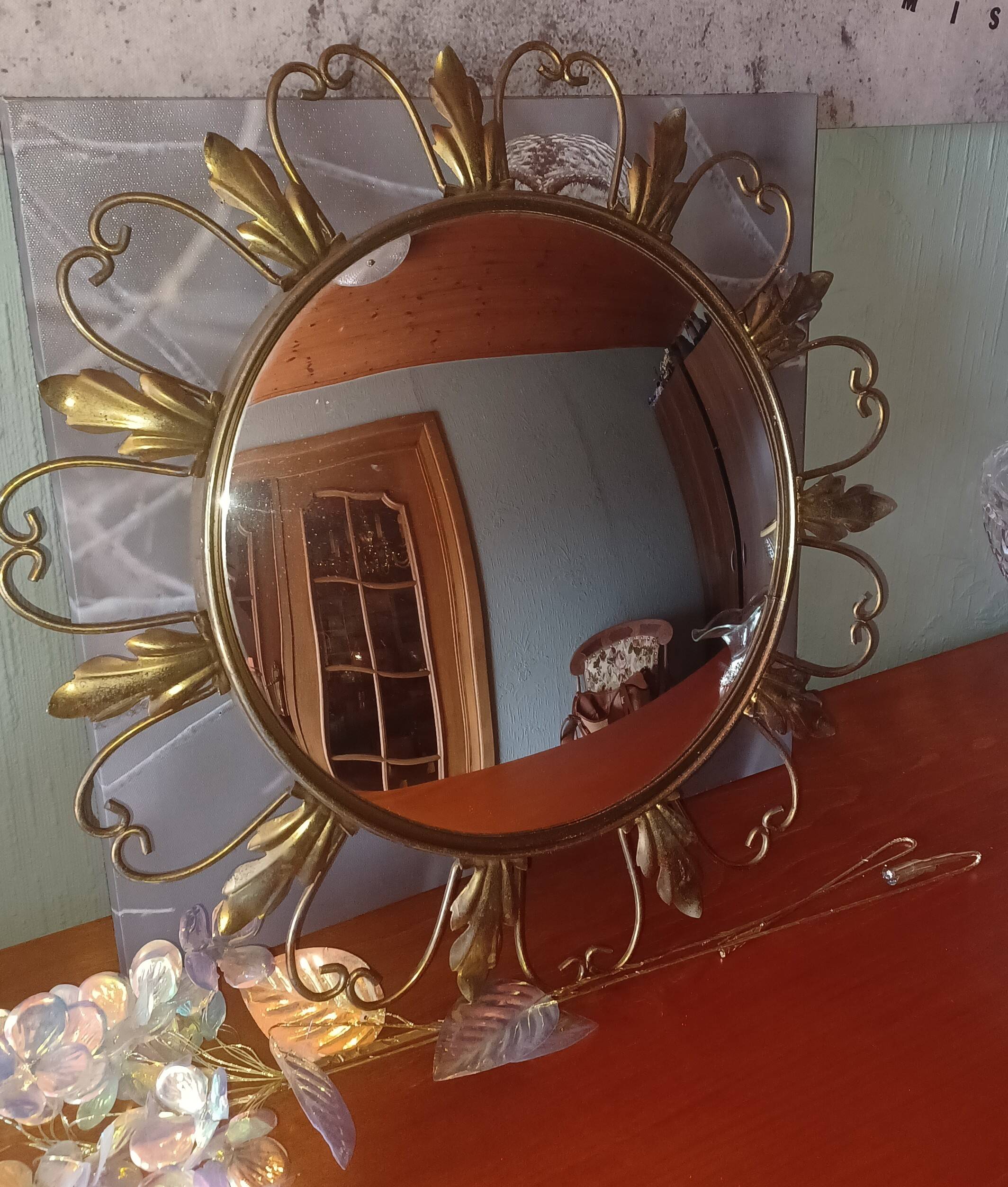 Vintage Convex Sun Mirror by Deknudt – Hollywood Regency Style – Year