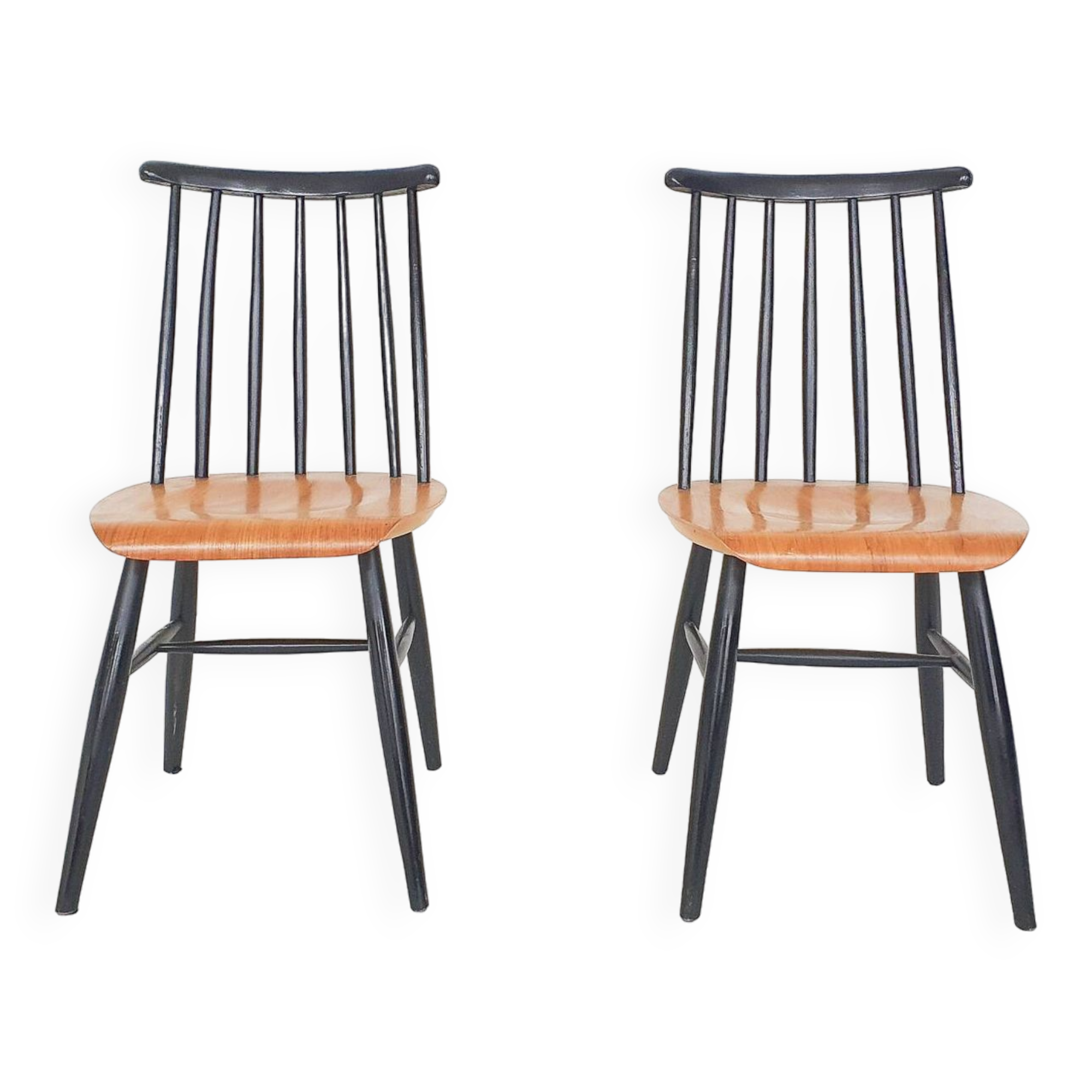 Set of two spindle back chairs, The Netherlands 1960's