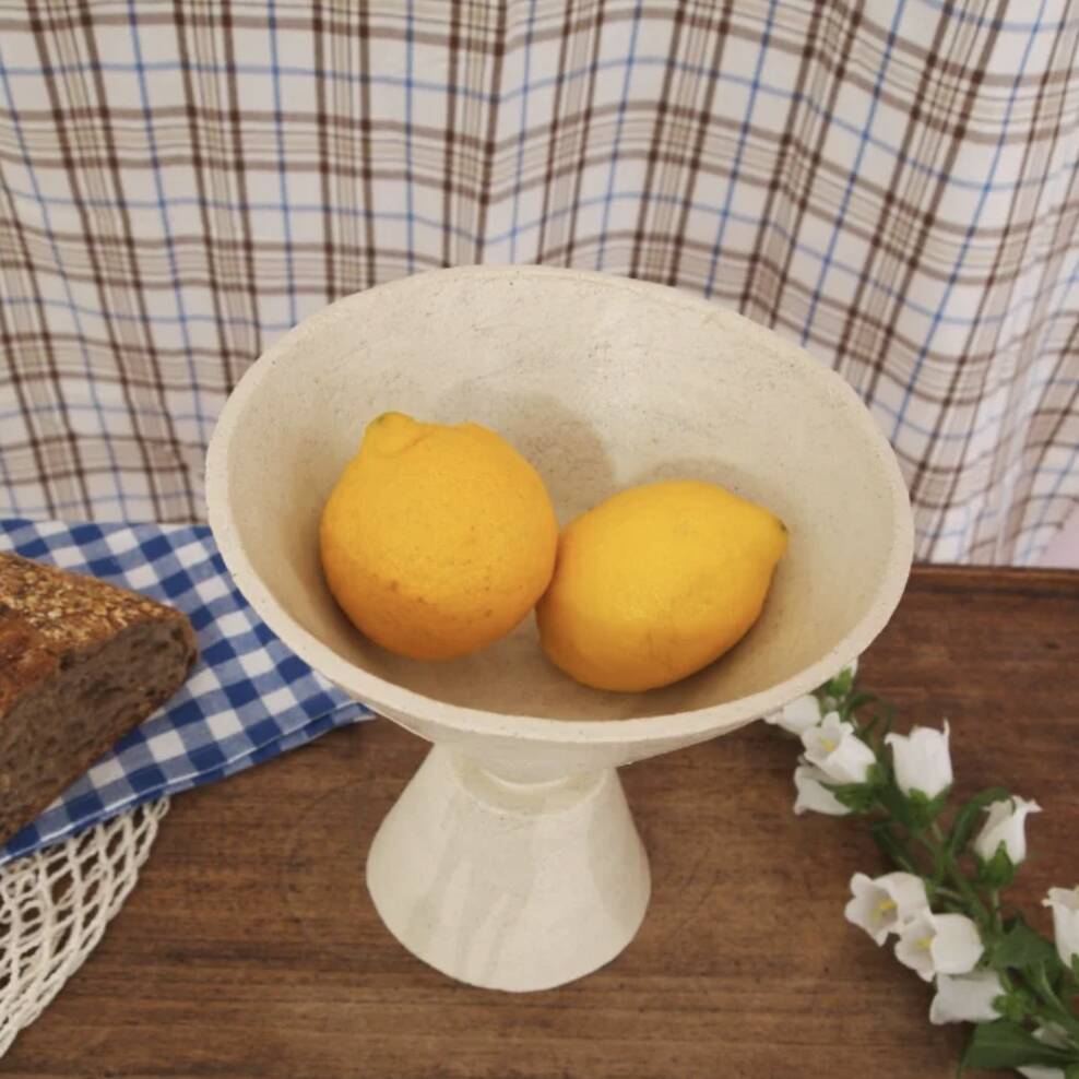 White stoneware fruit bowl