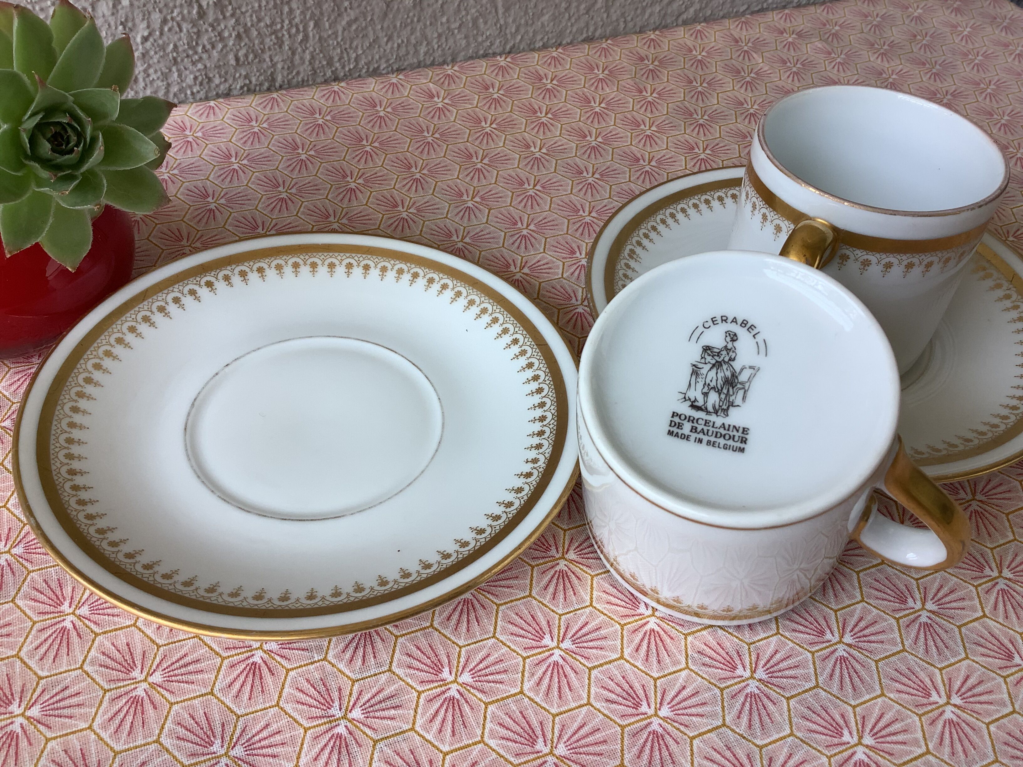 Cerabel porcelain cups from Baudour Belgium