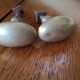 pair of old brass button handles