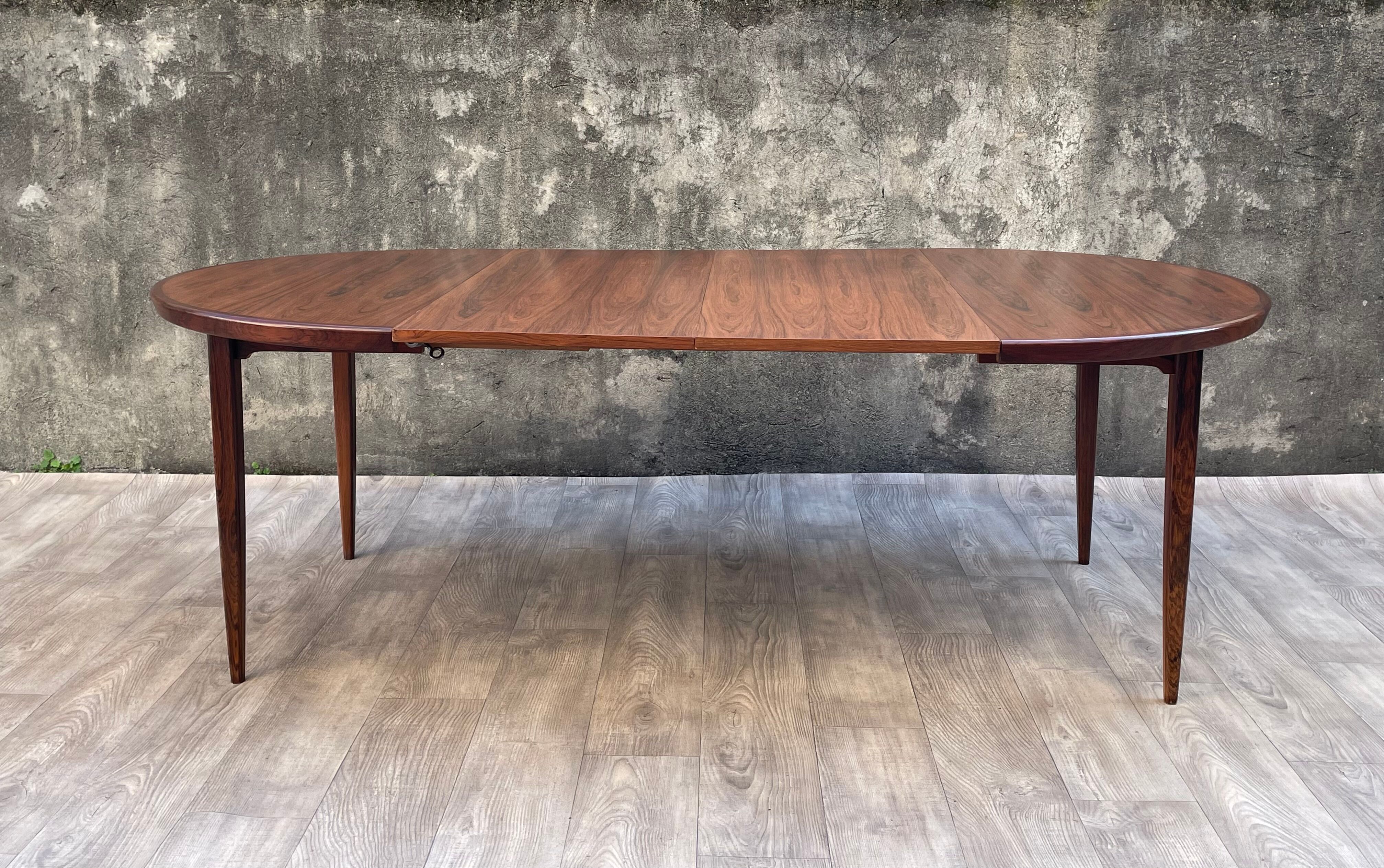 Table scandinave extensible en palissandre, 1960s
