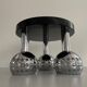 Mid-century ceiling light with 3 shades and wooden base, 1960s, Italy.
