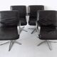 Wilkhahn Delta 2000 set of 4 black leather dining chairs by Delta Design