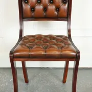 Chesterfield Leather Dining Chairs, Set of 6