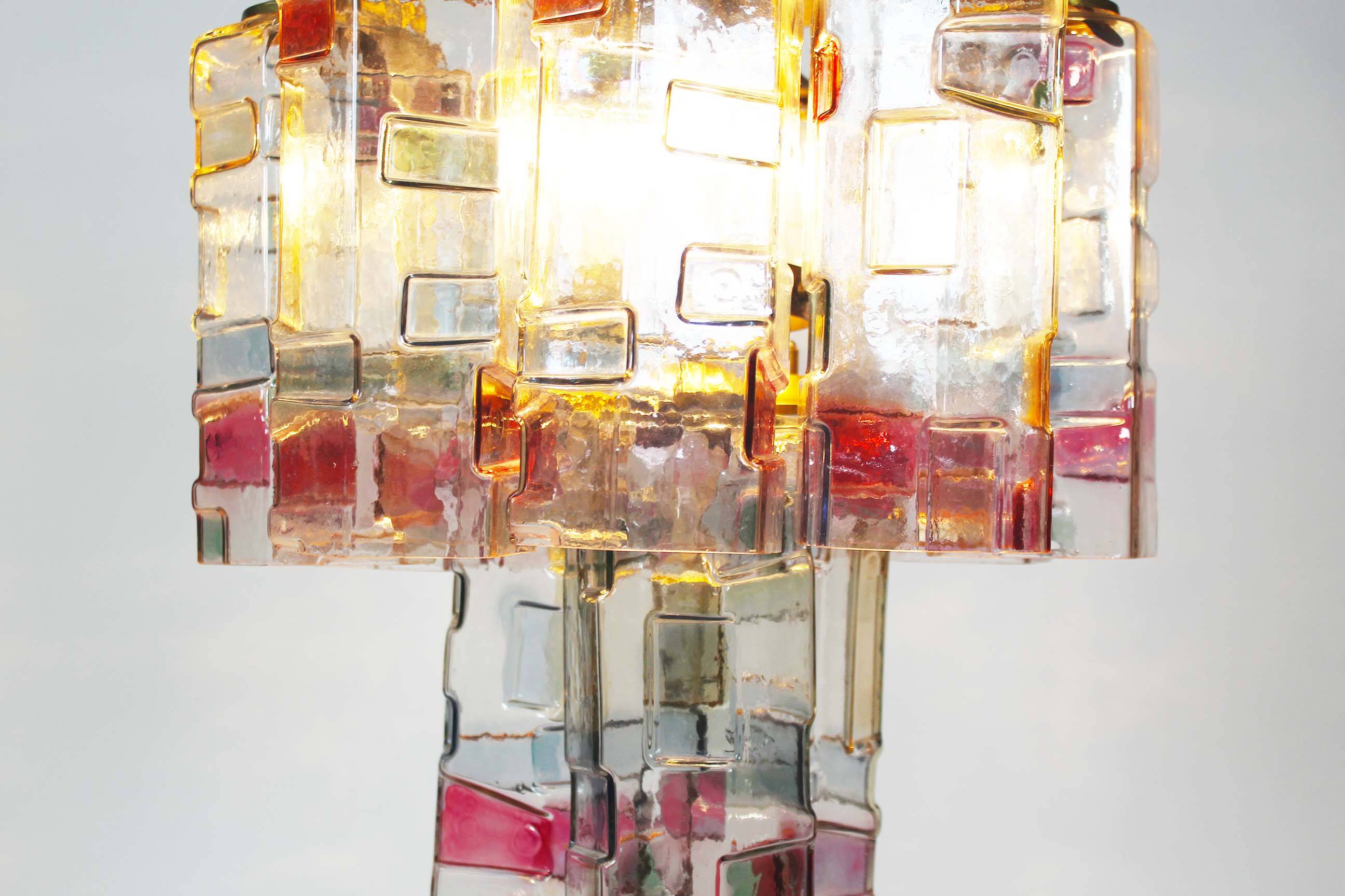 Muranoglass and brass chandelier attributed to Poliarte