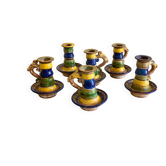 Anciens bougeoirs en terre cuite émaillée
