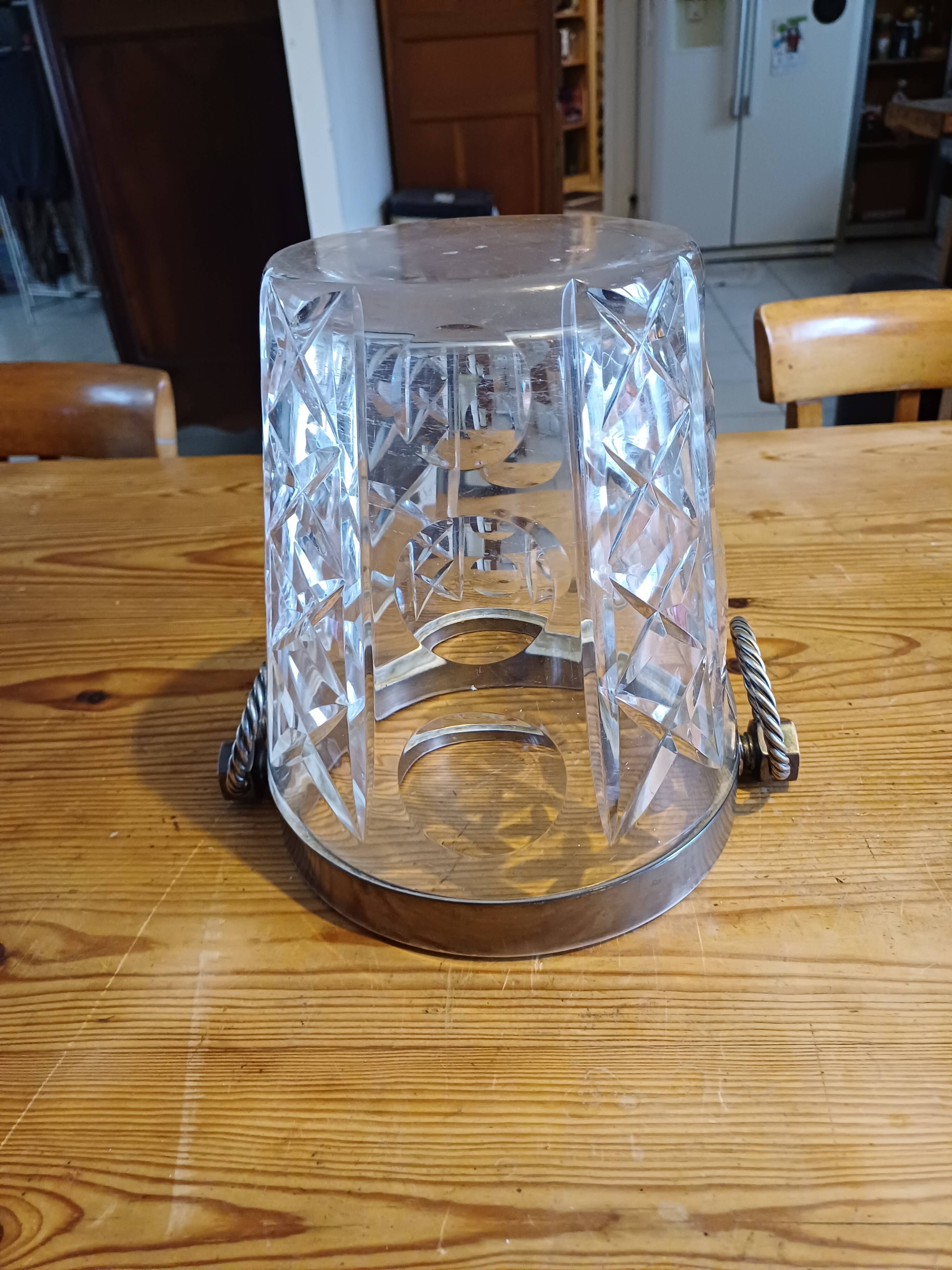 Crystal and Silver Metal Ice Bucket