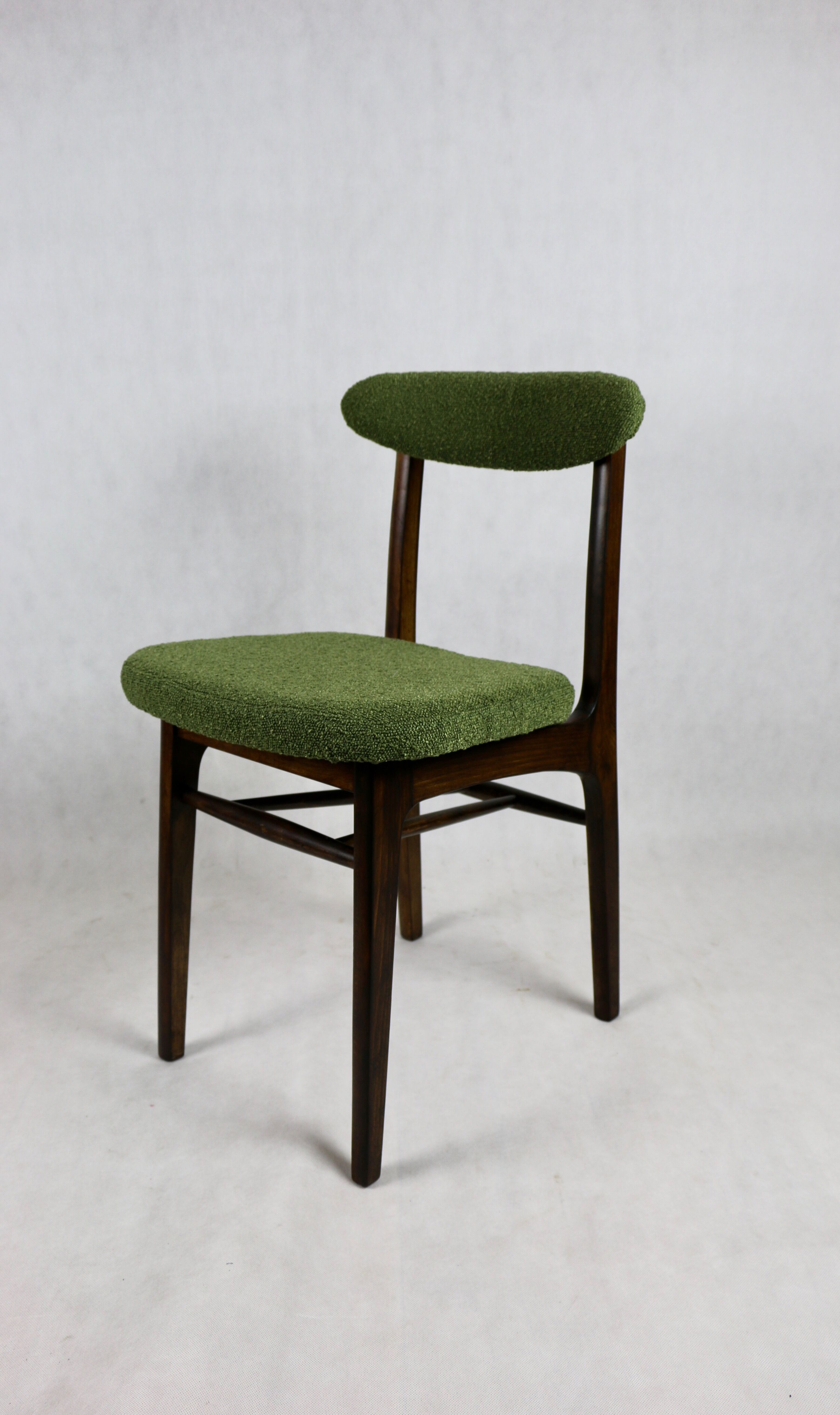 Green olive boucle dining chair from rajmund halas, 1970s,