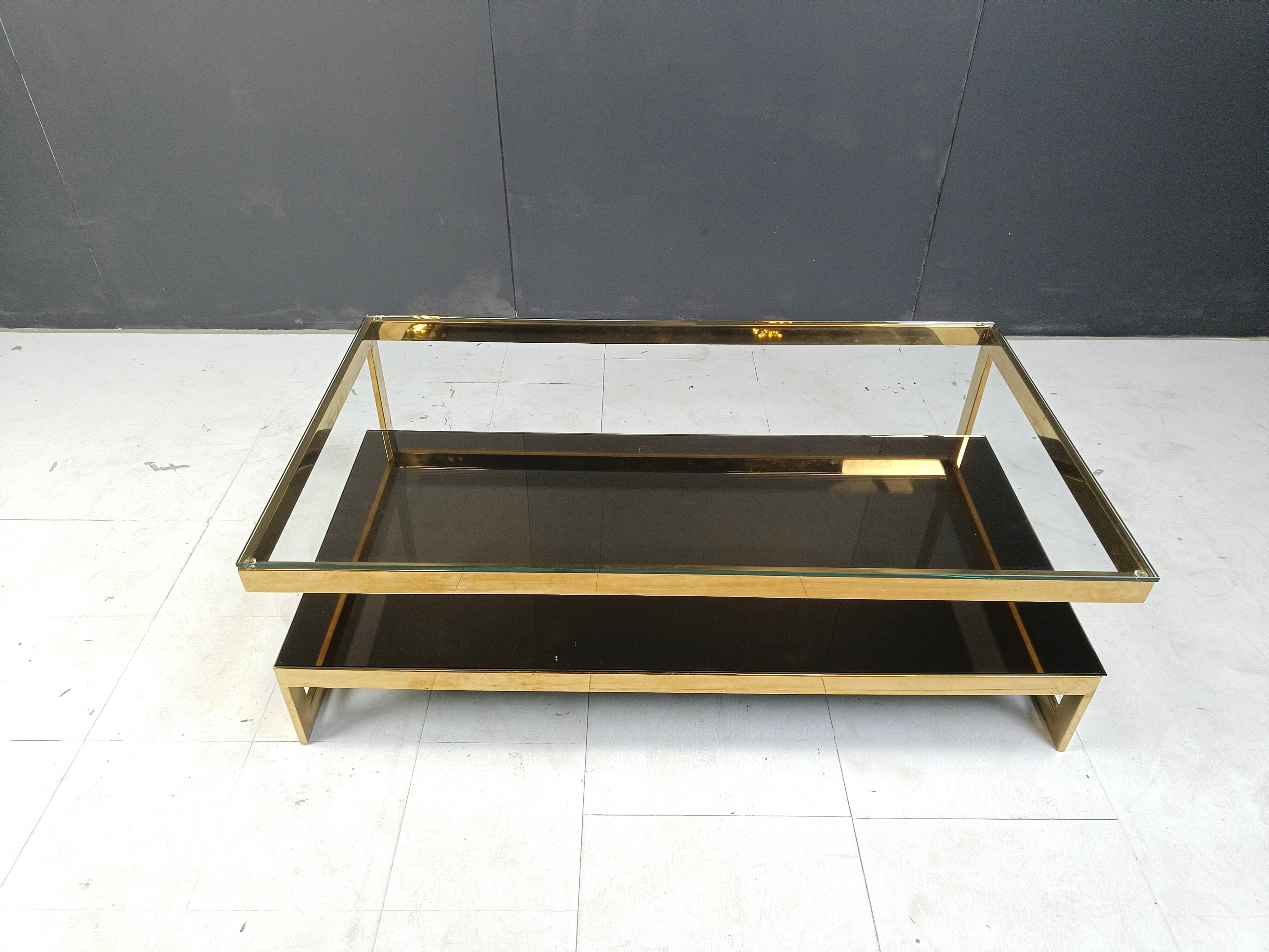 Vintage two tier belgochrom 23kt coffee table, 1970s