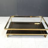 Table basse vintage à deux niveaux en belgochrome 23kt, années 1970