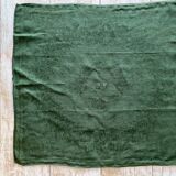 Old tablecloths and its 12 AR monogram damask napkins - 125x186 cm - cotton