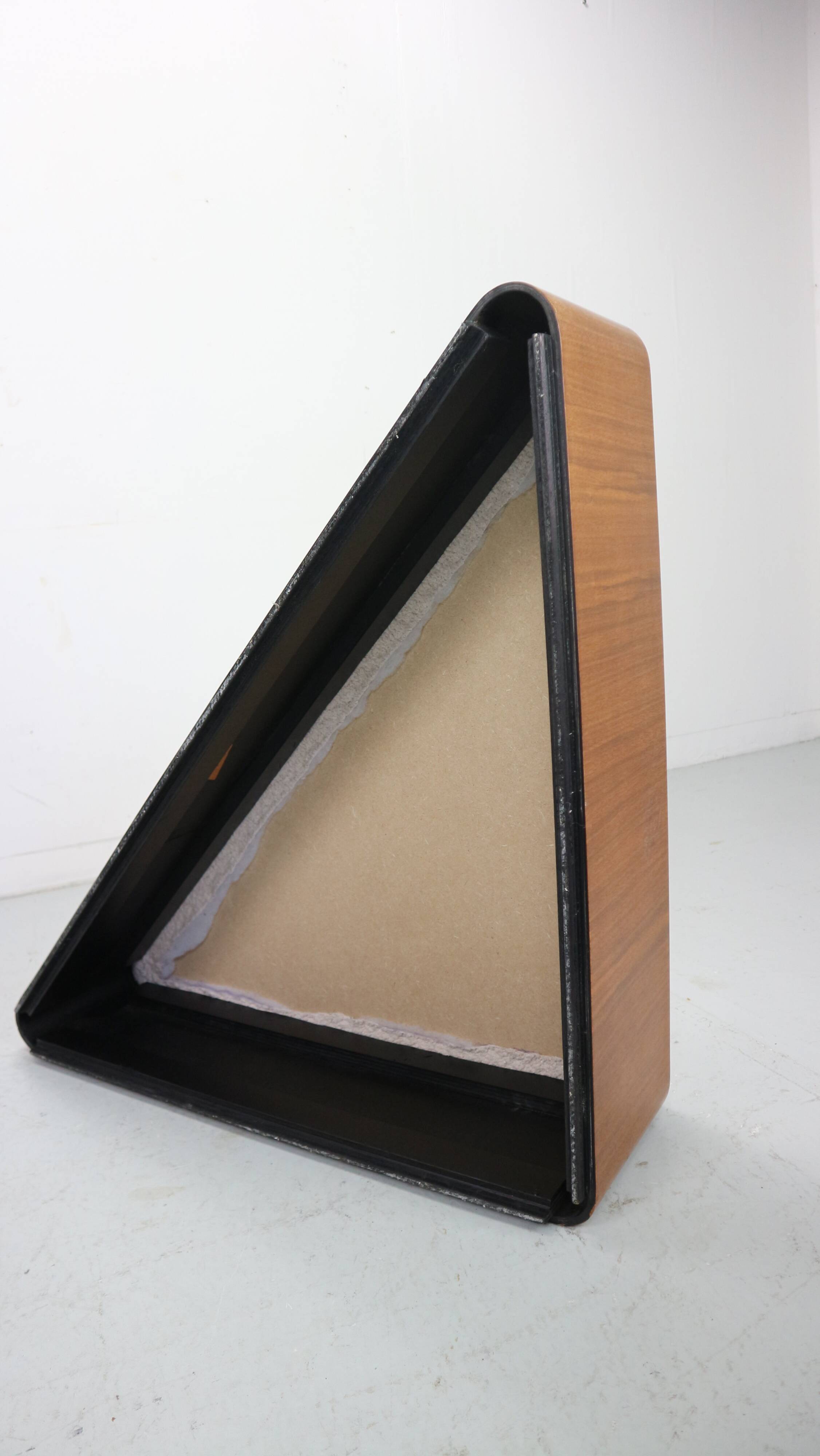 Vintage triangular plywood with boucle-fabric sit element / Ottoman, 1970s