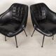 Vintage black skai armchairs