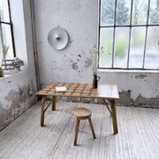 1950s rattan table with ceramic top