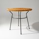 Table basse avec plateau rond en rotin, années 1950