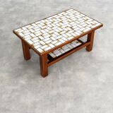 Table basse en teck et carreaux de céramique, années 70
