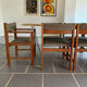 Set 6 chairs and 2 vintage Scandinavian teak and tweed chairs