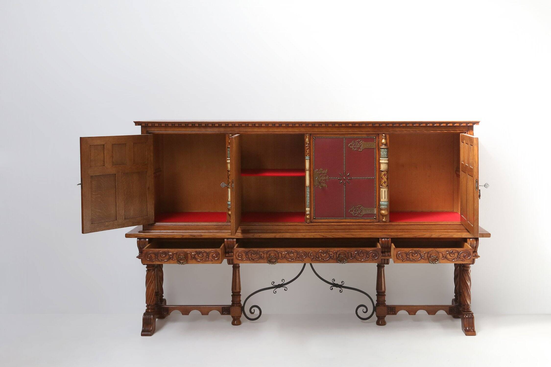 20th century baroque style carved sideboard, Spain ca. 1950
