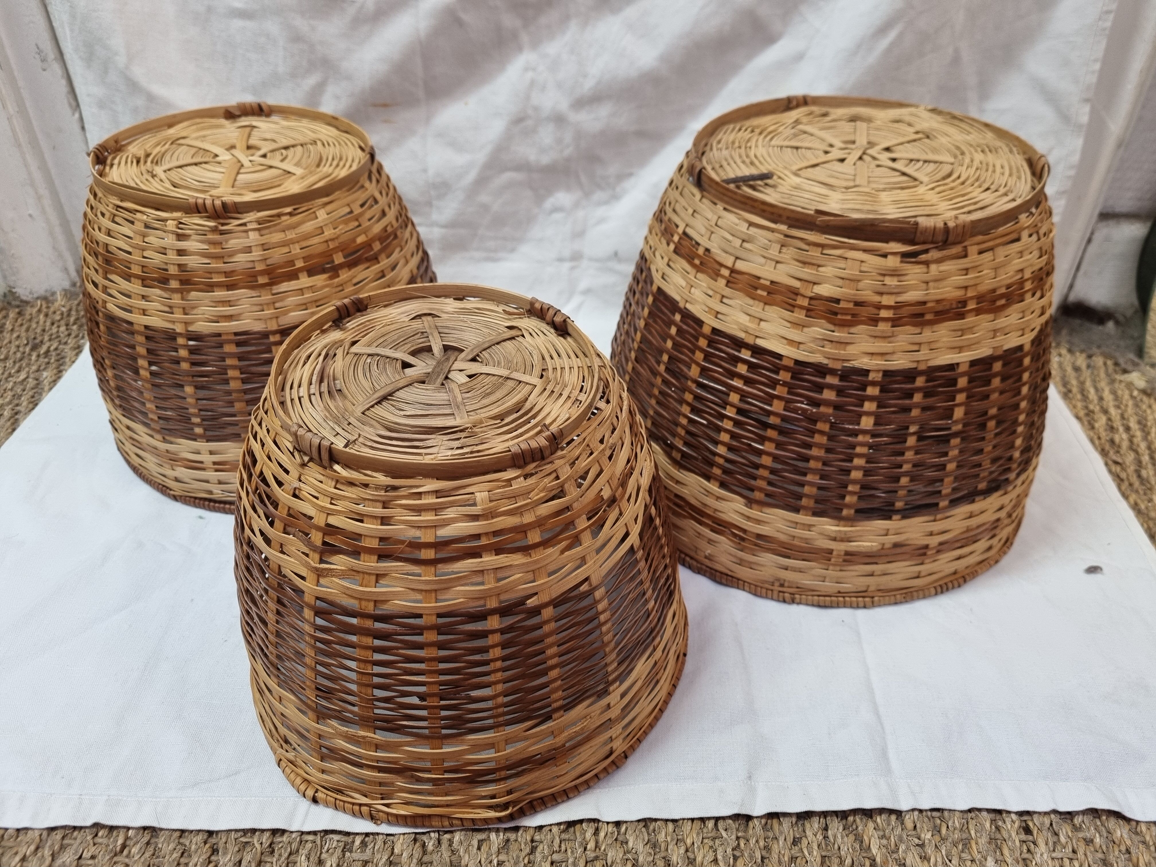 3 rattan pot covers