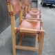 Serie de 4 chaises orme et cuir, maison regain