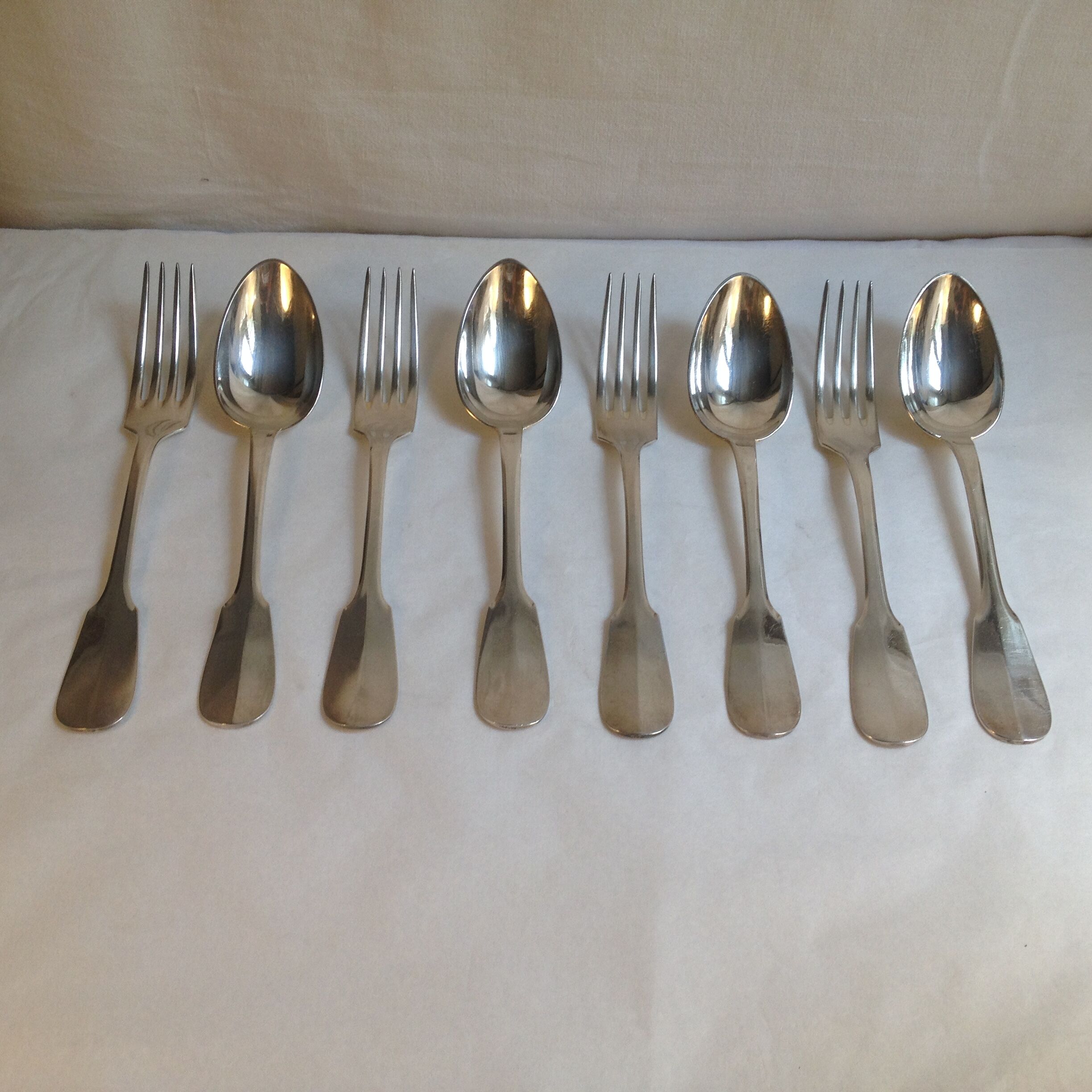 8 cutlery in silver metal, model Cluny/Valois/Vieux Paris