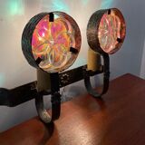 Vintage wall lamps in wrought iron and Murano glass paste from the 50s and 60s
