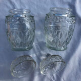 Lot 2 serving jam jars