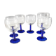6 glasses 13 cm wine ARC France vintage foot blue stem