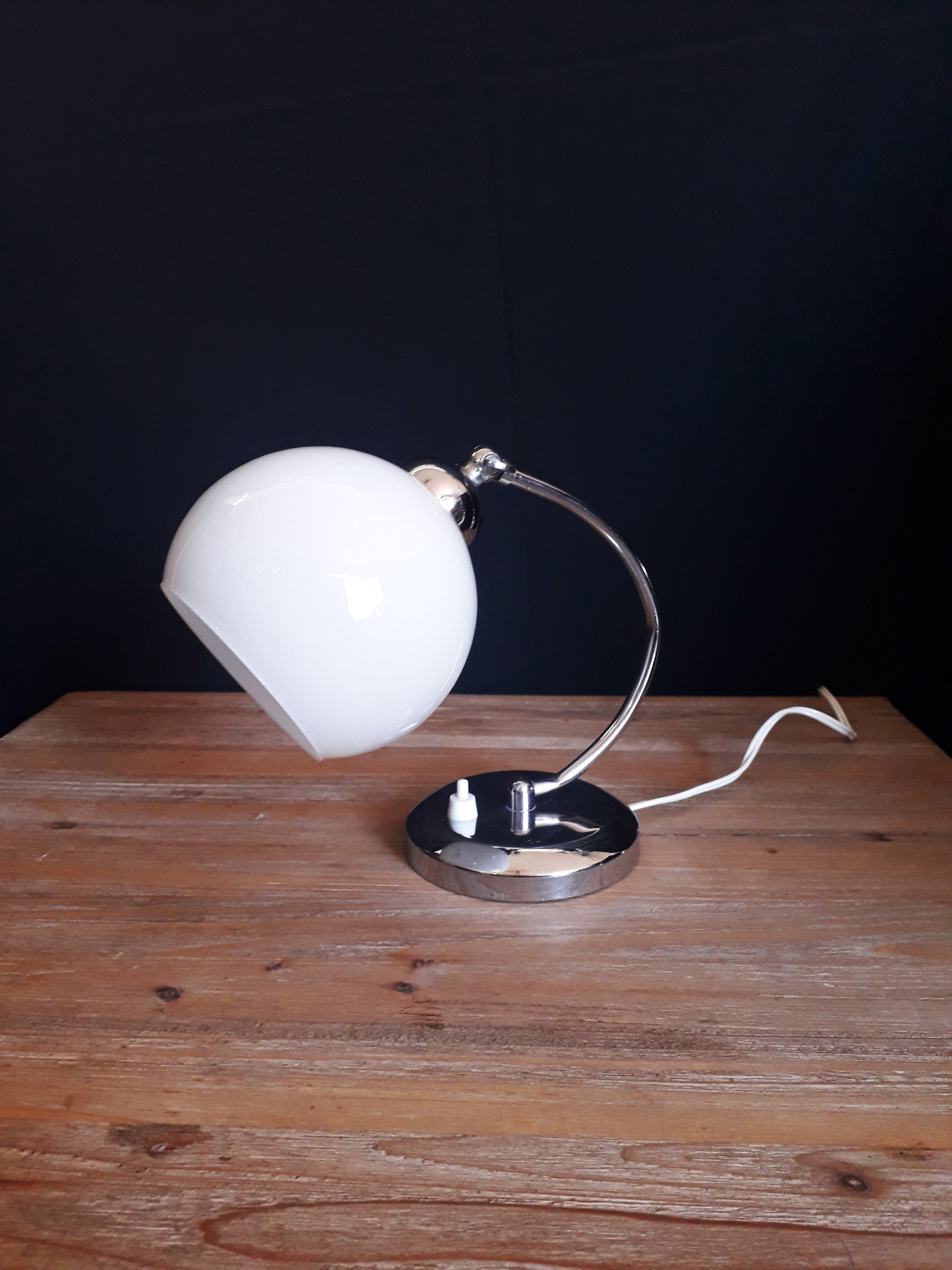 Table lamp / desk - Chrome metal and opaline globe - CIRCA 1950