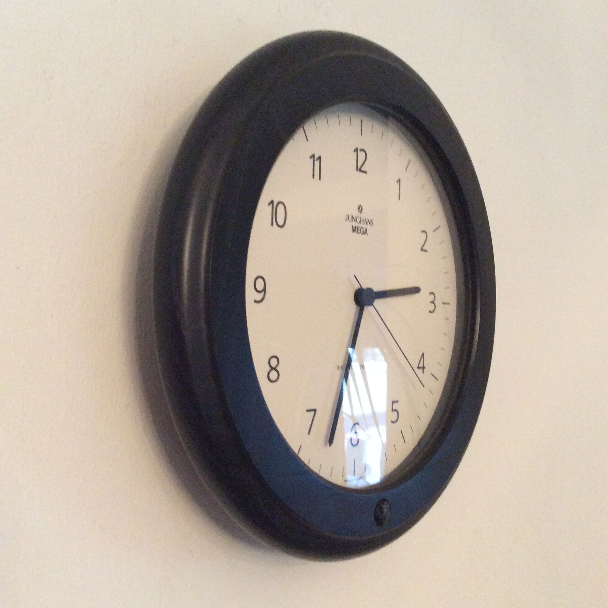 Vintage Junghans 80s black wooden clock