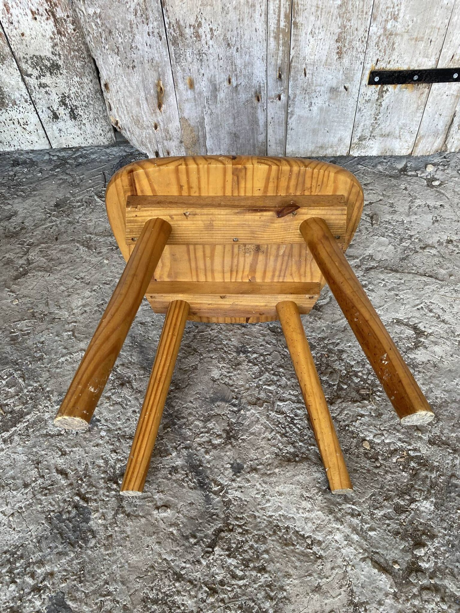 Vintage Brutalist Wooden Bistro Chair #E036